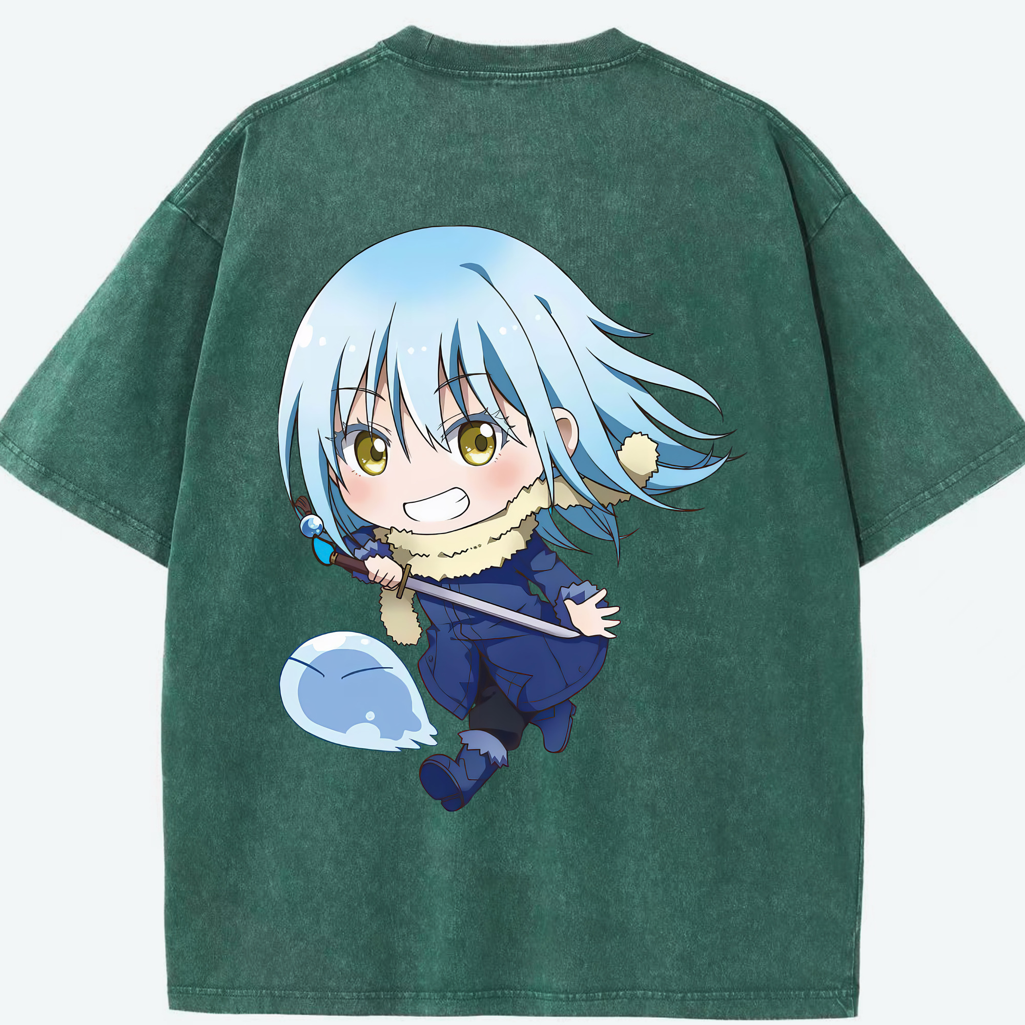 （画像用） 転スラ Regarding Reincarnated to Slime 綿100% ヴィンテージ風 半袖Tシャツ（背面プリント）